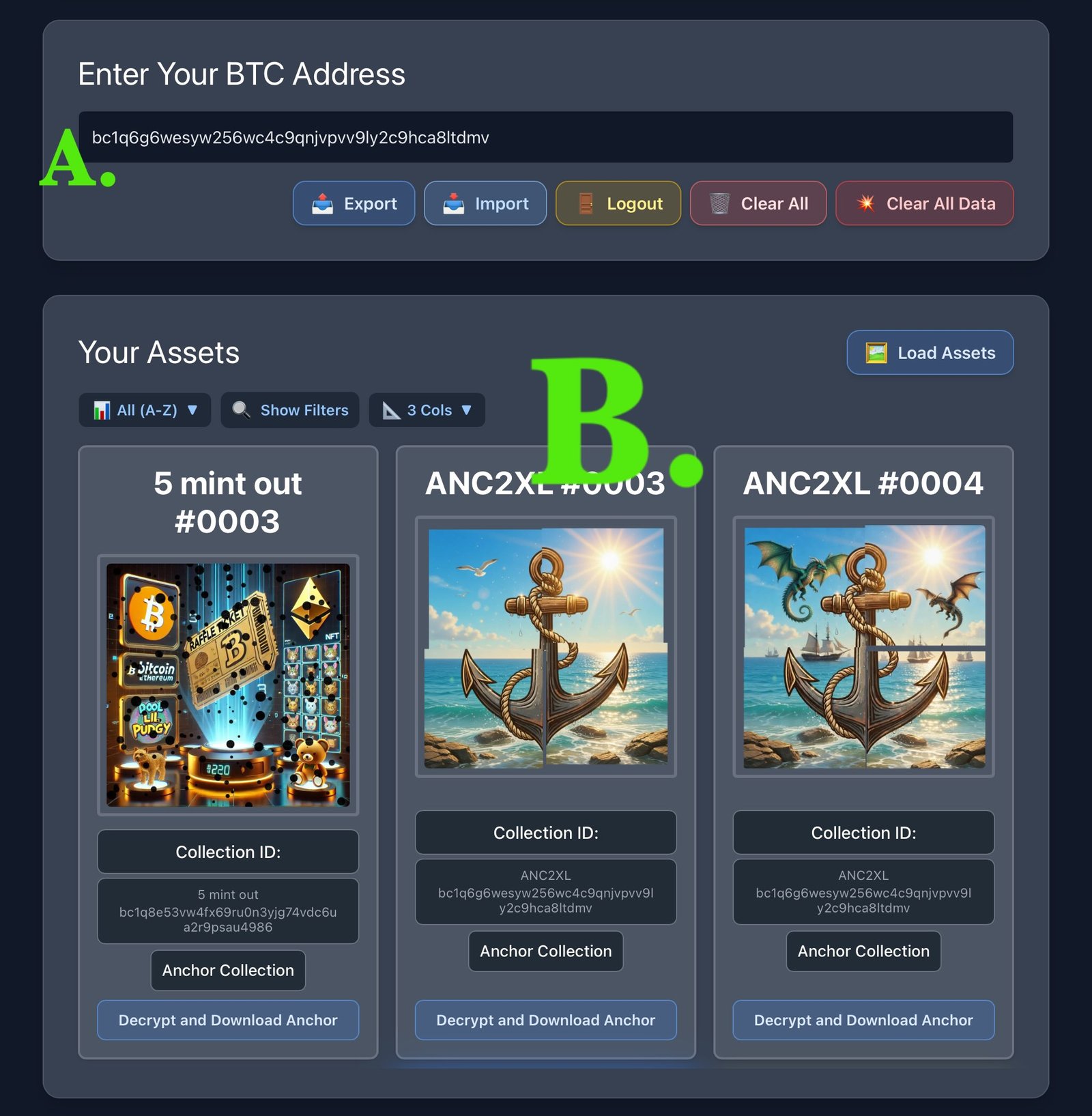 Enter Your BTC Address Screenshot