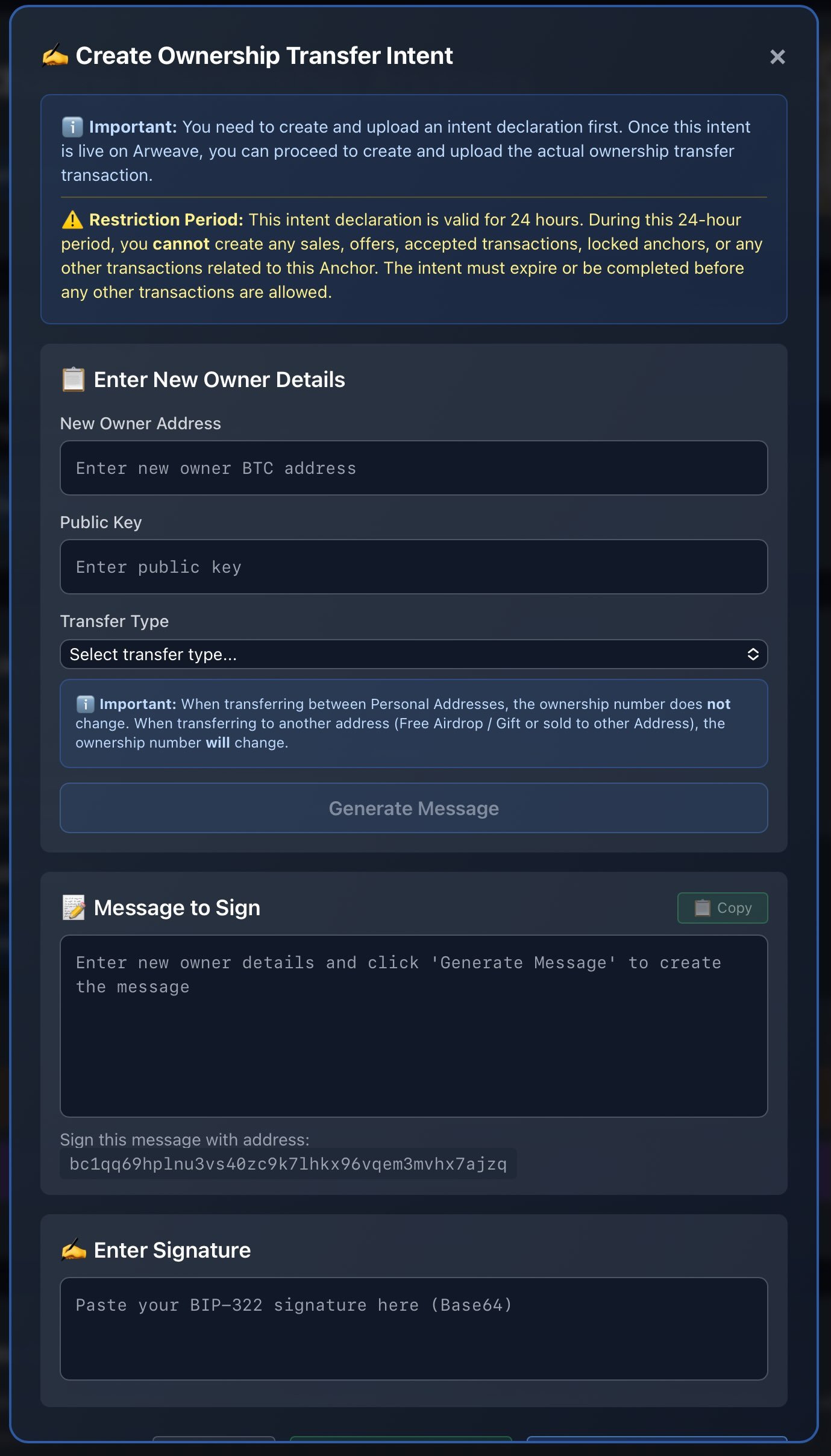 Change Ownership Steps Screenshot