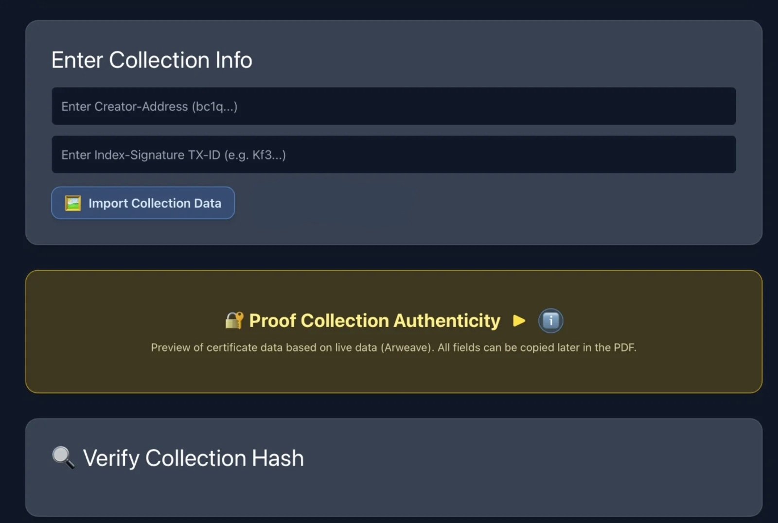 Collection Info Card Screenshot